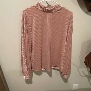 Pink Velour high neck, cuffed sleeves, open back